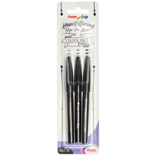 Set de 6 Stylo de calligraphie Sign Pen Brush, noir - Image principale