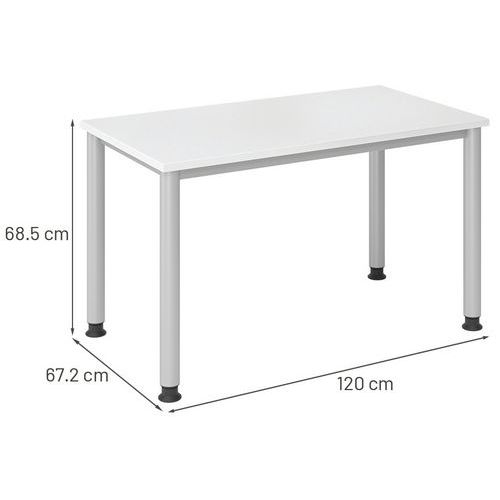 Bureau droit pieds ronds 120 cm Blanc - Image 3