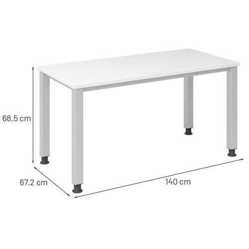 Bureau droit pieds carrés 140 cm Blanc - Image 4