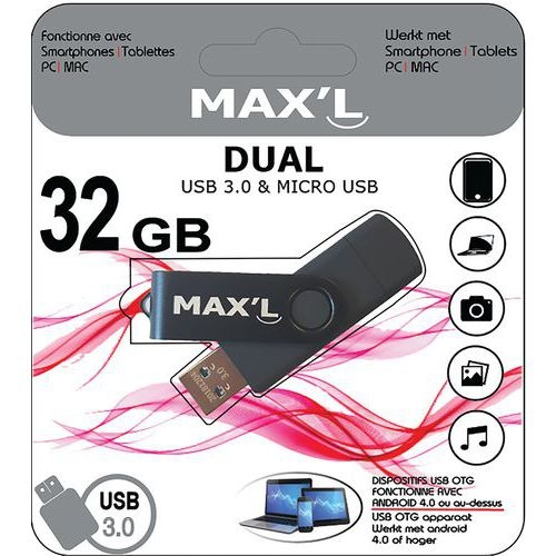 Clé Duals USB 3.0 + micro USB OTG 32Go - Max'L - Image 2