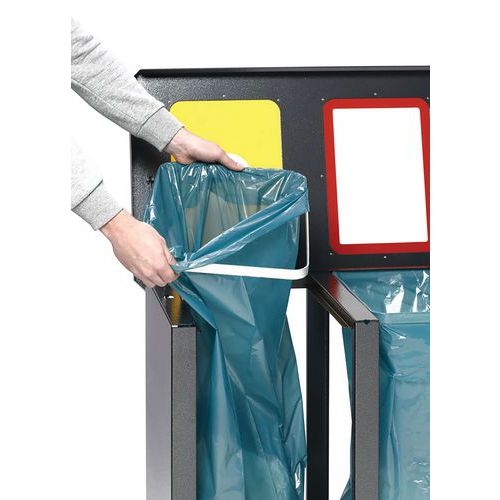 Station de tri sélectif triple avec anneau de serrage 110L - Image 3