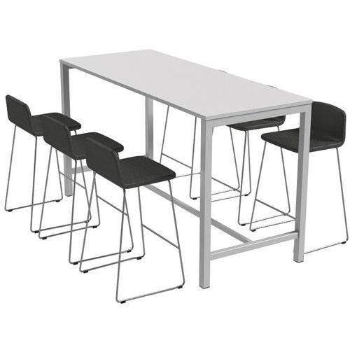 Table de réunion haute Jona Plateau Blanc Long  : 200 cm - Image 4
