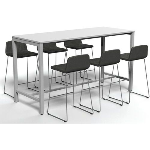 Table de réunion haute Jona Plateau Blanc Long  : 200 cm - Image 3