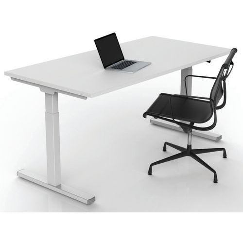 Bureau droit Inesa avec pied réglable en T Blanc 160 cm - Image 5