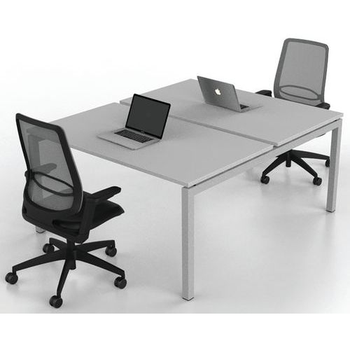 Bureau droit Bench 2 places Inesa Blanc 140 cm - Image 5