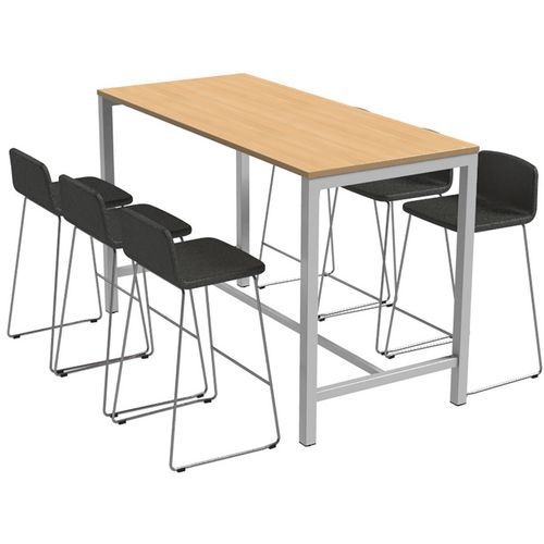 Table de réunion haute Jona Plateau  Chêne Long  : 180 cm - Image 2