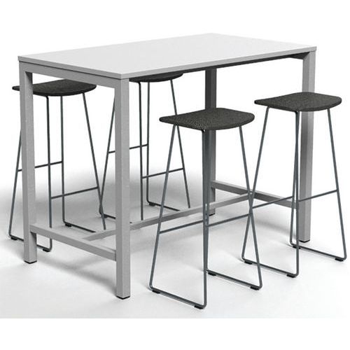 Table de réunion haute Jona Plateau Blanc Long  : 140 cm - Image 3