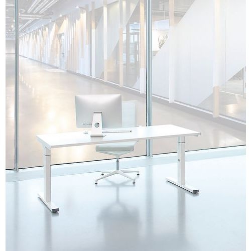 Bureau droit Inesa avec pied réglable en T Blanc 200 cm - Image 3
