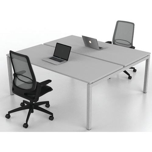 Bureau droit Bench 2 places Inesa Blanc 180 cm - Image 4