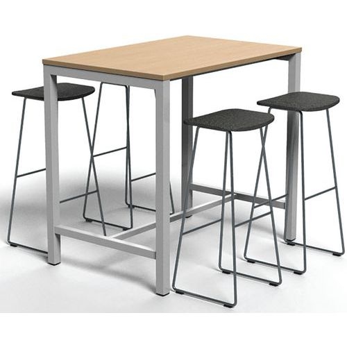 Table de réunion haute Jona Plateau  Chêne Long  : 120 cm - Image 5
