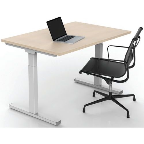 Bureau droit Inesa avec pied réglable en T Chêne 120 cm - Image 2