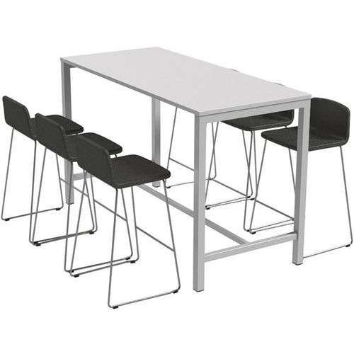 Table de réunion haute Jona Plateau  Blanc Long  : 180 cm - Image 2