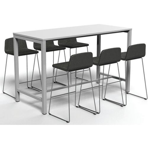 Table de réunion haute Jona Plateau  Blanc Long  : 180 cm - Image 4