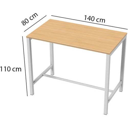 Table de réunion haute Jona Plateau  Chêne Long  : 140 cm - Image 2