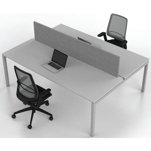 Bureau droit Bench 2 places Inesa Blanc 220 cm - Image 5