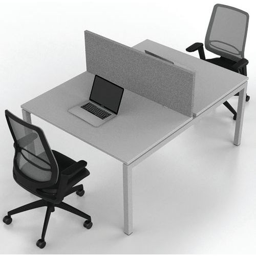 Bureau droit Bench 2 places Inesa Blanc 120 cm - Image 4