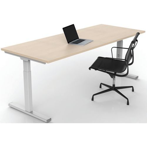 Bureau droit Inesa avec pied réglable en T Chêne 200 cm - Image 2