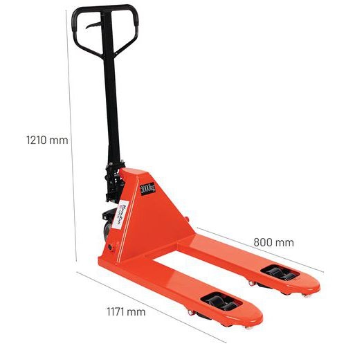 Transpalette manuel force 2000 kg longueur fourche 800 mm - Manutan Expert - Image 6