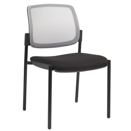 Lot 2 Chaises visiteurs Ritz dossier résille gris clair assise noire - Image principale