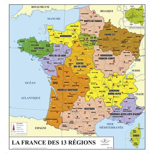 Carte de France 13 régions double face - Image principale