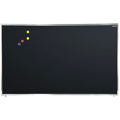 Tableau simple émaillé noir cadre alu strié naturel - Manutan Expert - Image principale