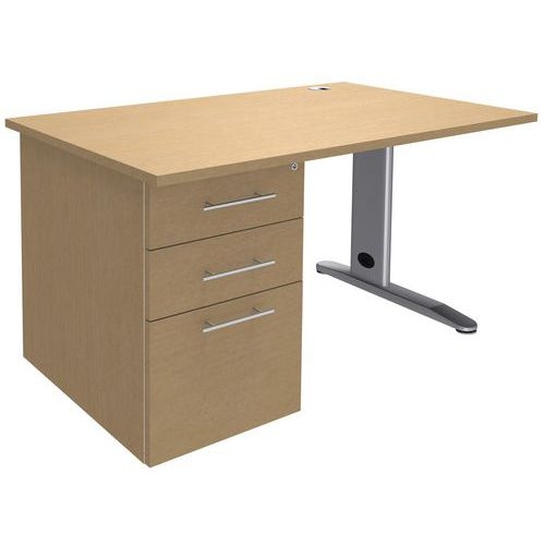 Bureau 140 +Cais.porteur métal Hêtre/alu - Image principale