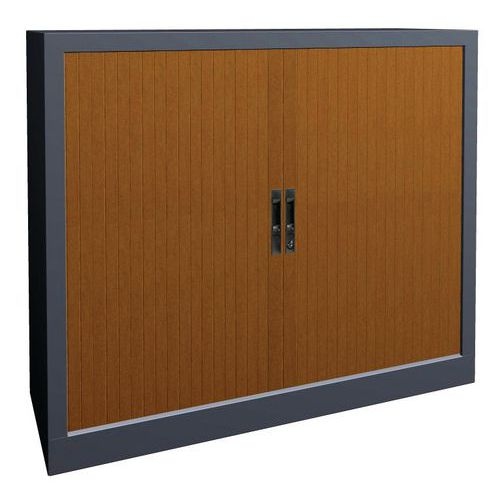 Armoire métal à rideaux PVC lame recouverte 120 x 102 cm coloris hêtre/alu - Image principale
