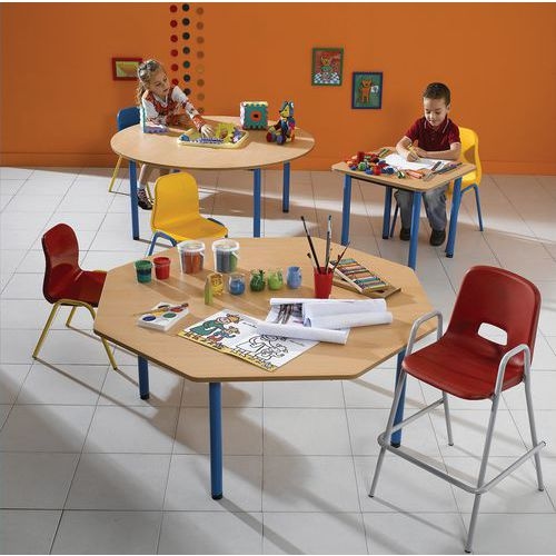 Table maternelle 1/2 lune 4 pieds tube Lise - Image 2