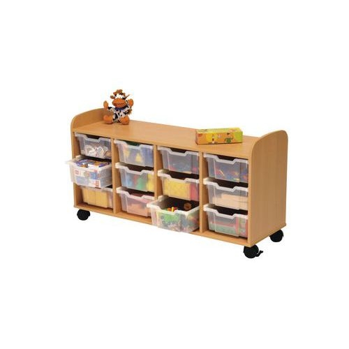 Meuble à bacs 4 cases colonnes hauteur 74 cm  coloris hêtre - Image 2