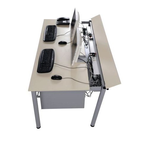 Table informatique Figura plateau stratifié avec accès goulotte - Manutan Expert - Image 2