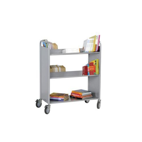 Chariot à livres double face, 4 tablettes inclinées - Image 3