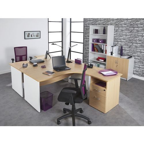 Bureau Asymétrique pied panneau retour à droite 160 cm Hêtre/alu - Image principale