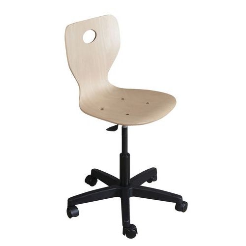 Chaise informatique Fidji piétement plastique coque bois - Image principale