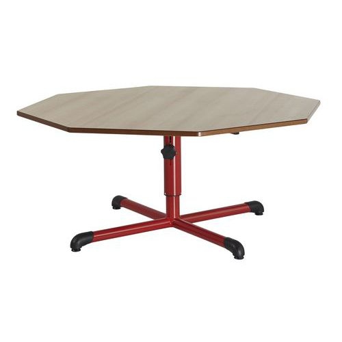 Table réglable Chloé octog. pied central, plateau hêtre - Mobidecor - Image 2