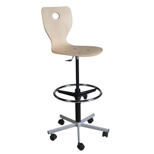Chaise dessinateur Fidji piétement métallique coque bois - Image principale