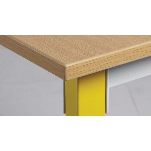 Lot de 2 tables Access 70 x 50 cm hêtre, chants plaqués, pieds ronds T3 jaune - Image 3