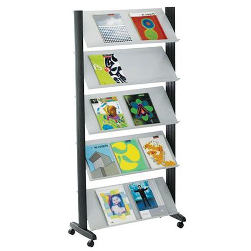 Présentoir mobile Eco triple face coloris anthracite/gris - Image 4