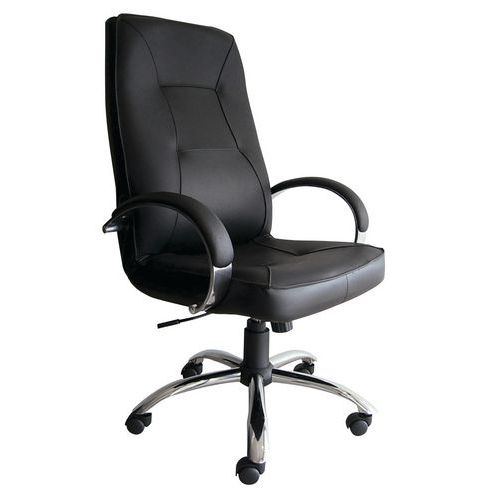 Fauteuil de direction Pampa piètement chromé cuir coloris noir - Image principale