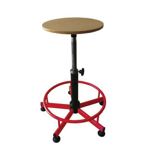 Tabouret réglable de 52 à 70 cm, avec barre repose-pieds, rouge - Image principale