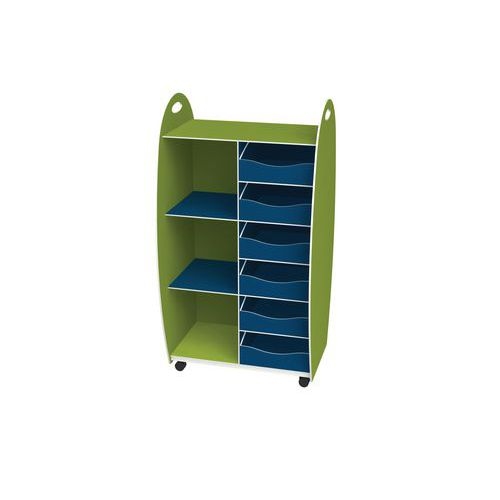 Meuble de rangement Emma hauteur 114 cm 2 étagères 6 tiroirs Anis/Bleu - Image principale
