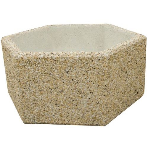 Jardinière Byblos hexagonale 150 x 112 x 55 cm beige - ciment blanc - Image 2