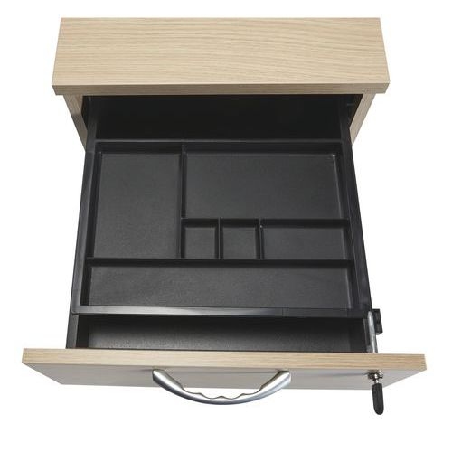 Caisson hauteur bureau 3 tiroirs profondeur 80 cm chêne de fil - Image 2