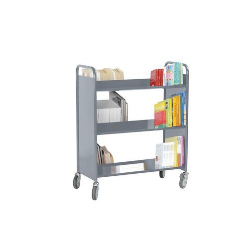 Chariot à livres double face, 6 tablettes inclinées - Image 2