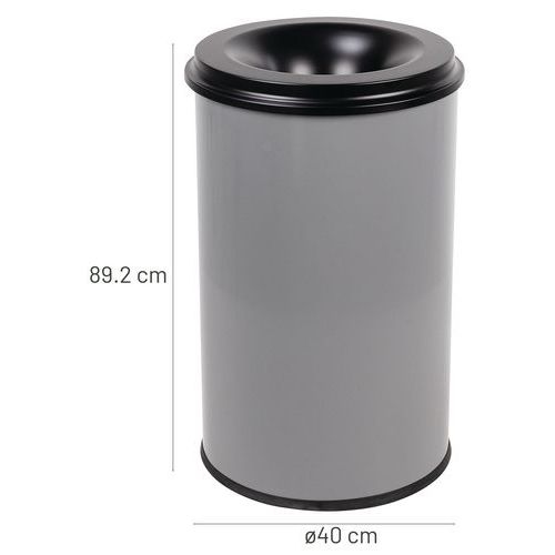 Poubelle antifeu Manutan - 20 L à 110 L - Noir ou Gris - Manutan Expert - Image 8