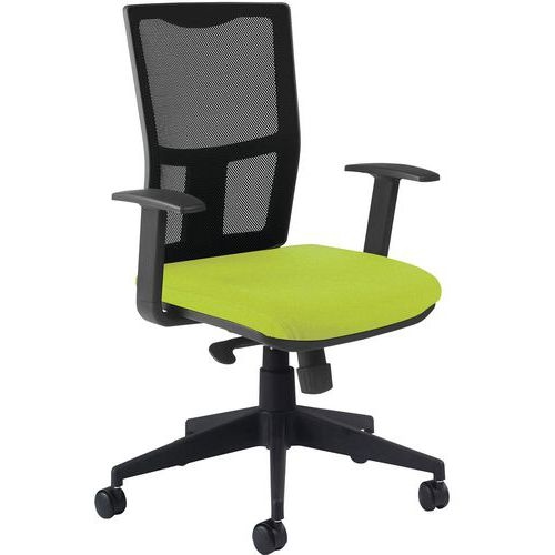 Fauteuil Ritz accoudoir fixe dossier résille noire - Manutan Expert - Image principale