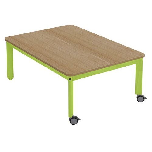 Table Lili roulettes, plateau rect. hêtre, piétement bois couleur - Image 2