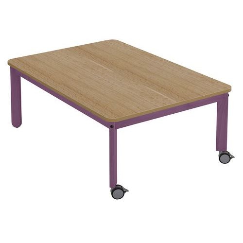 Table Lili roulettes, plateau rect. hêtre, piétement bois couleur - Image 4