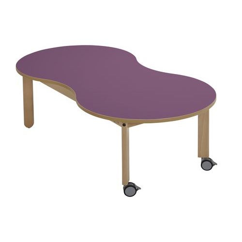 Table Lili avec roulettes piétement hêtre plateau cacahuète - Image 3