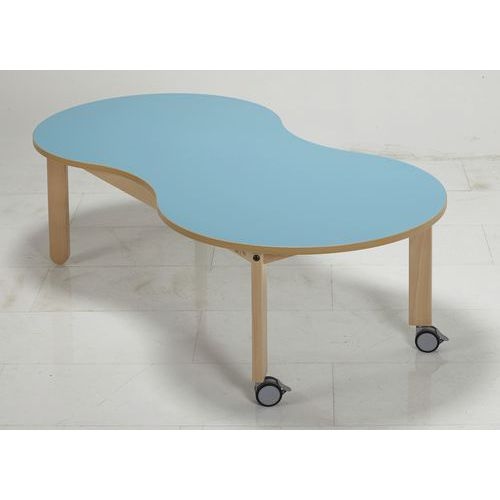 Table Lili avec roulettes piétement hêtre plateau cacahuète - Image 4