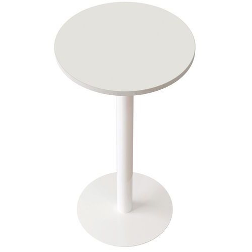 Table de réunion haute Easy Office pied métal Ø 60 cm plateau Blanc - Image principale